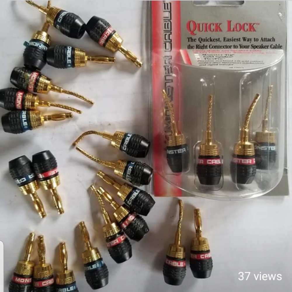 24 monster gold-plated speaker connectors